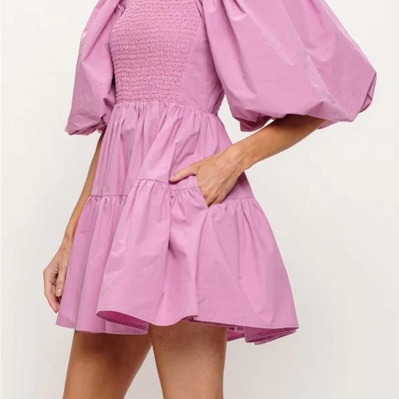 NWT Sofie The Label Pink Puff Sleeve Dress - Picture 4 of 6